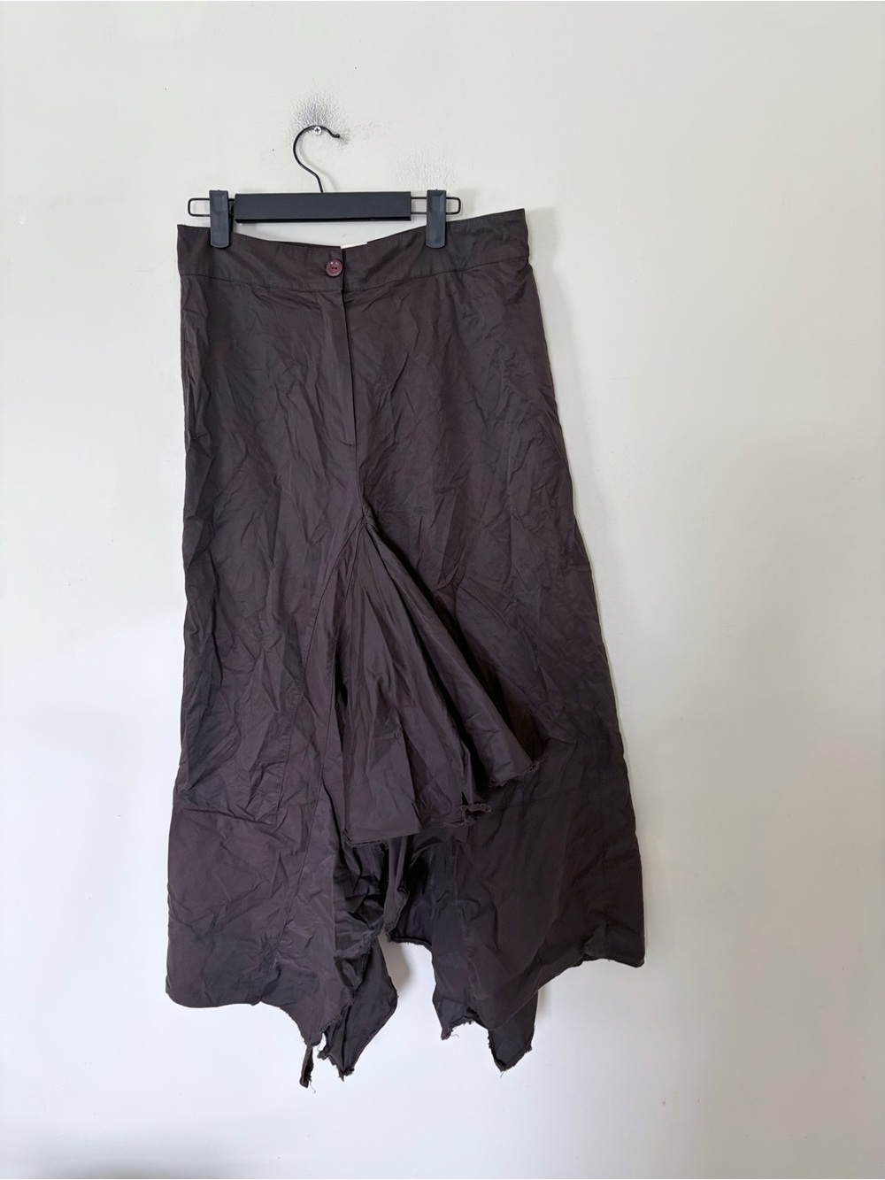 Vintage Deca Paris asymmetrical, draped, dark brown or charcoal maxi skirt or wi